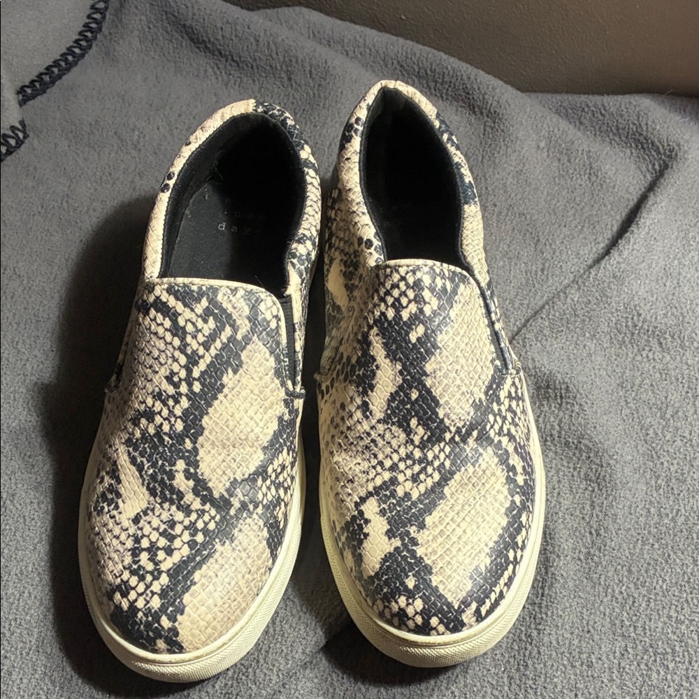 A New Day Women’s Snakeskin Slip-On Sneakers Neutral Flats